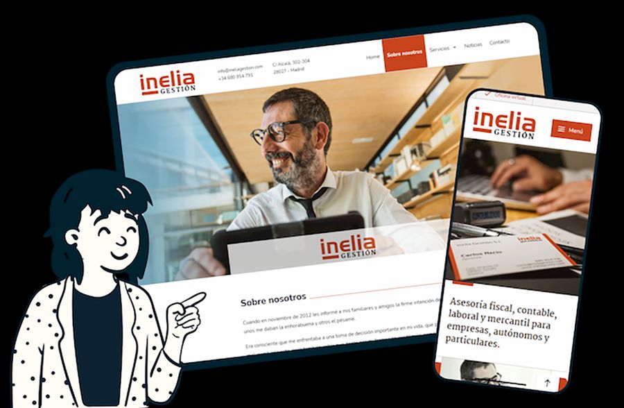 Captura de pantalla de ineliagestion.com en escritorio y móvil
